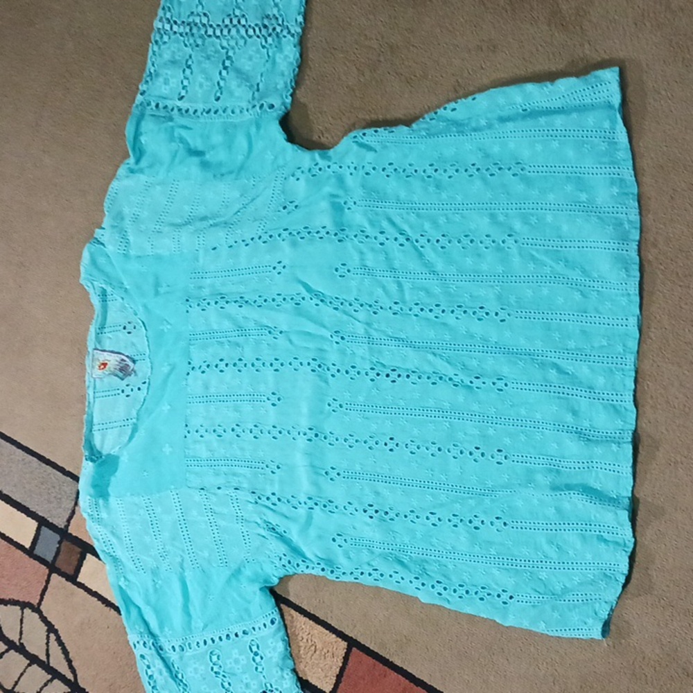 Johnny Was Eyelet Lace Tunic Top 2X